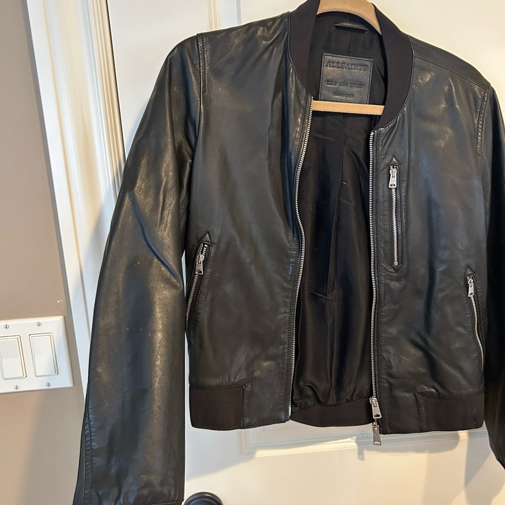 All saints size US women’s 4 leather jacket .